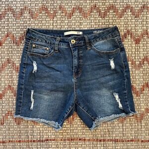 !IT | Helena High Rise Frayed Hem Denim Shorts, 10